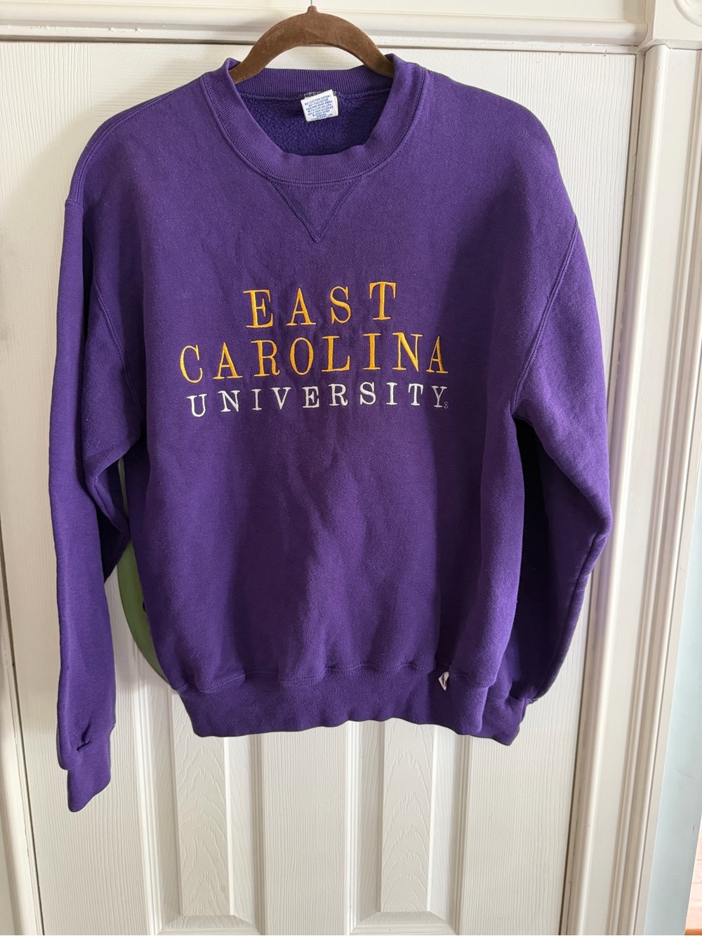 Russell Athletic Purple East Carolina University Crewneck with Gold & White Logo